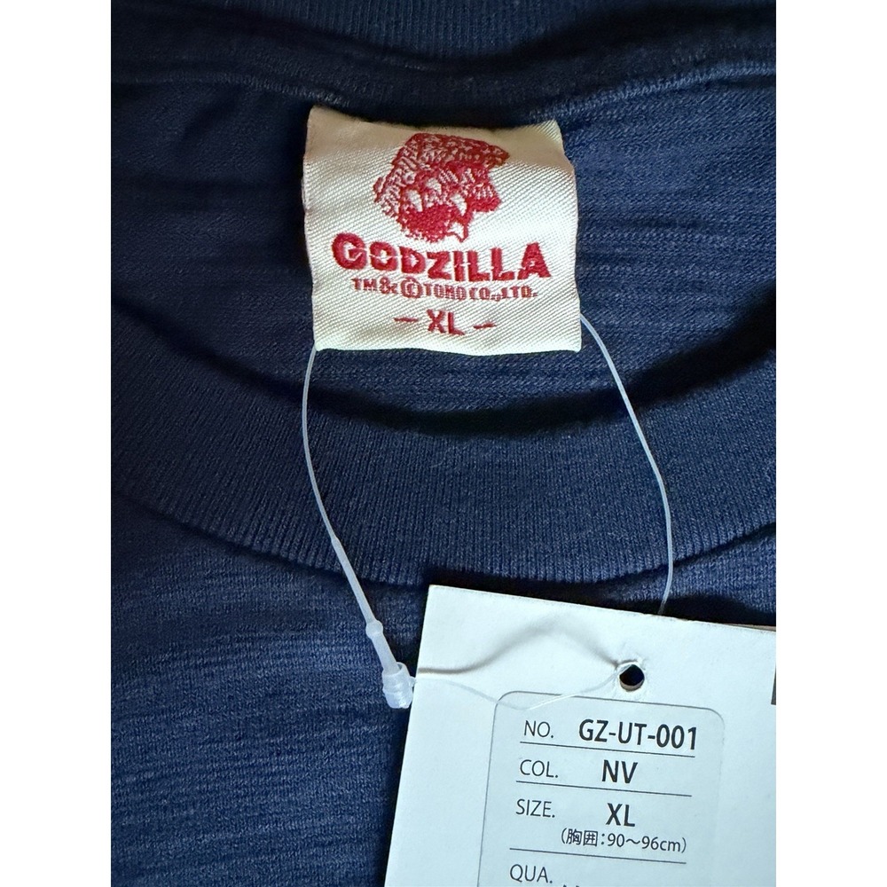 NWT Godzilla Toho Great Wave Off Kanagawa Mens XL Navy Slub T-shirt Japan Anime - Picture 10 of 10